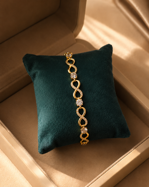 Anti Tarnish Infinity Crystal Bracelet for Women | Gold Plated