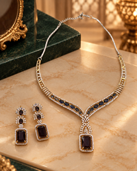 Indian AD Hasli Necklace Set for Women, Heavy Look Statement Necklace with Matching Earrings for Karwa Chauth, Wedding, Festive, Diwali & Party Wear