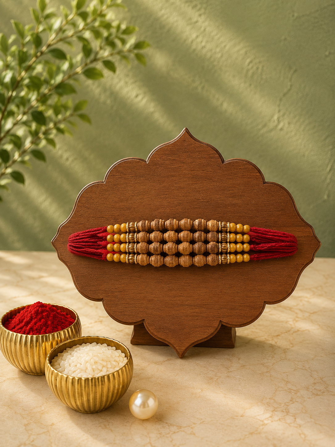 Premium Chandan Dhaga Rakhi for Brother | Handmade Sandalwood Bead Rakhi with Natural Chandan Fragrance, Traditional Sacred Thread | Raksha Bandhan Gift | Jugnu Store