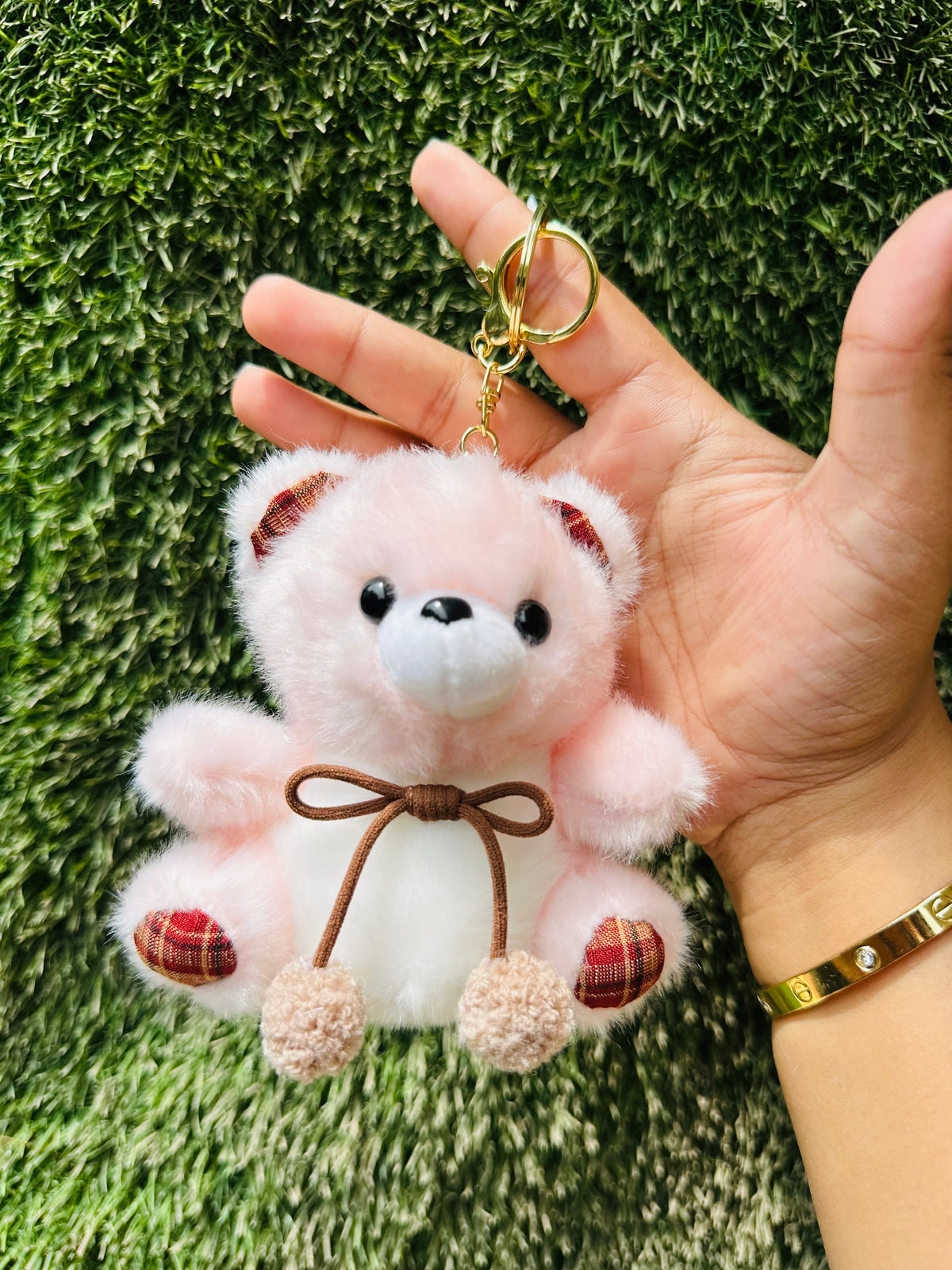Cute Pink Teddy Bear Plush Keychain | Soft Bear Bag Charm & Backpack Accessory | Adorable Teddy Keyring for Girls & Kids