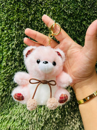 Cute Pink Teddy Bear Plush Keychain | Soft Bear Bag Charm & Backpack Accessory | Adorable Teddy Keyring for Girls & Kids