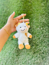 Cute Cow Plush Keychain | Soft Fluffy Cow Bag Charm & Keyring | Adorable Mini Cow Keychain