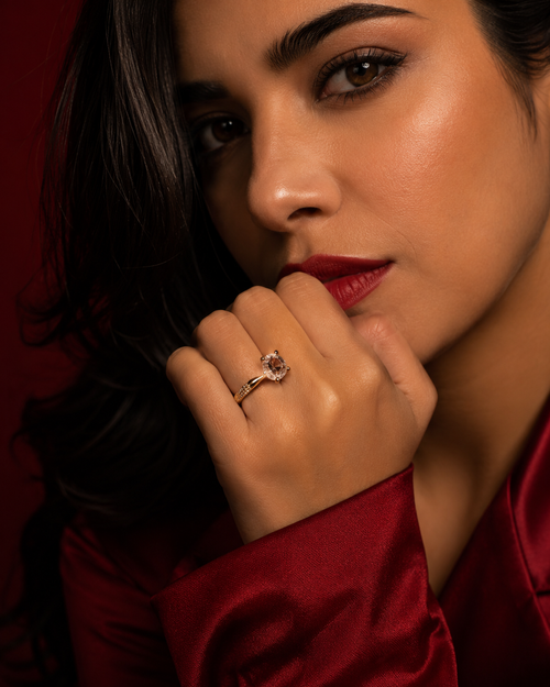 Anti Tarnish Adjustable Solitaire Ring for Women | Gold Statement Ring