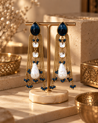 Festive Indian Earrings for Women, Lightweight Ethnic Earrings with Pearl Drops, Unique Traditional Jewellery for Karwa Chauth, Diwali, Wedding & Functions