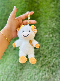 Cute Cow Plush Keychain | Soft Fluffy Cow Bag Charm & Keyring | Adorable Mini Cow Keychain