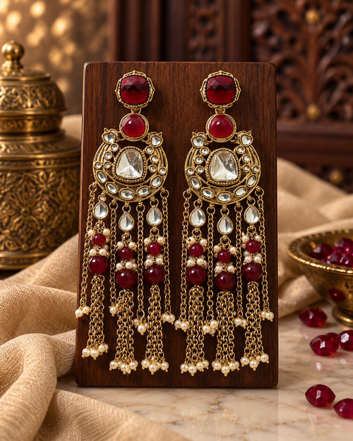 Festive Indian Earrings for Women, Lightweight Heavy-Look Statement Earrings, Unique Ethnic Jewellery, 2 Colour Variants for Karwa Chauth, Diwali, Weddings & Functions