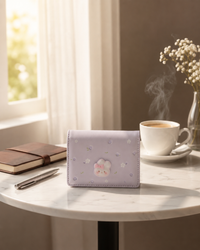 Cute Bear Three-Fold Wallet for Women & Girls with Card Slots & ID Window | Compact Kawaii Wallet