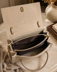 Elegant Textured Top Handle Handbag for Women with Sling Strap