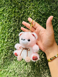 Cute Pink Teddy Bear Plush Keychain | Soft Bear Bag Charm & Backpack Accessory | Adorable Teddy Keyring for Girls & Kids