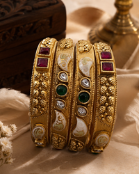 Jugnu Premium South Indian Temple Bangles Set (Set of 4)