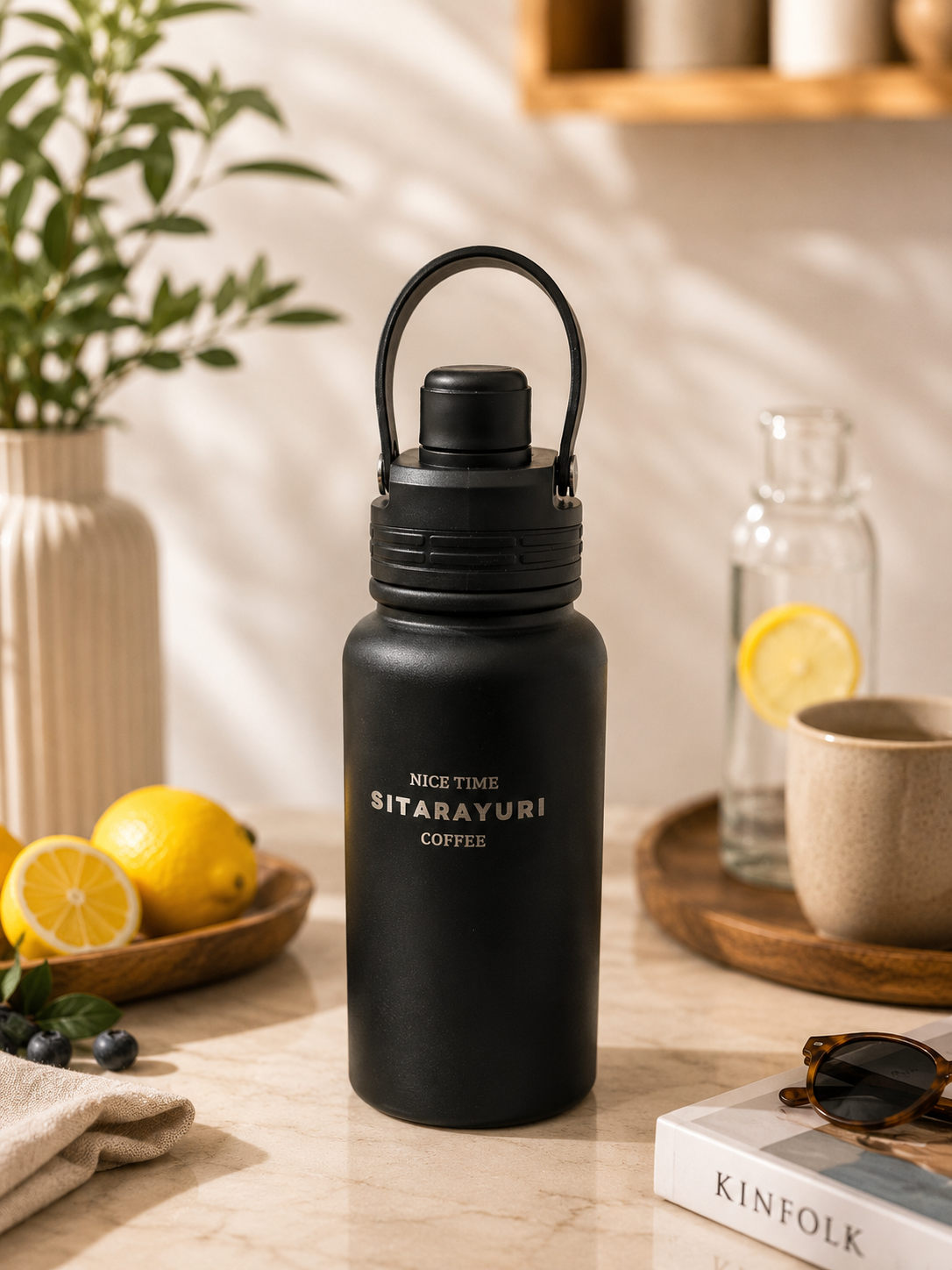 800ml Stainless Steel Water Bottle with Straw & Leakproof Lid