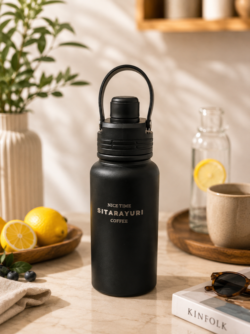 800ml Stainless Steel Water Bottle with Straw & Leakproof Lid