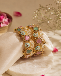 Jugnu Premium Pastel Enamel Kada Bracelet Set (Set of 2)
