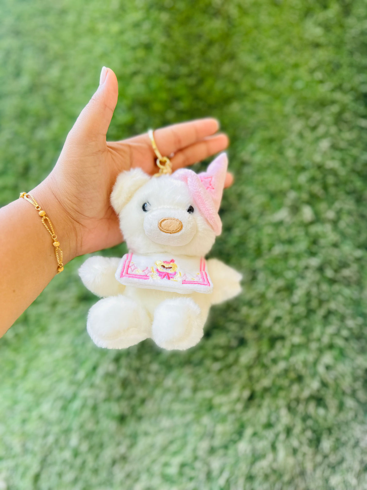 Cute Teddy Bear Plush Keychain | Soft Fluffy Bear Bag Charm with Bow & Loop | 2 Colours