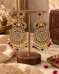 Premium Indian Statement Earrings for Women, Heavy-Look Lightweight Festive Earrings with Pearl & Bead Detailing for Karwa Chauth, Diwali, Weddings & Functions