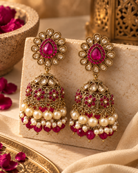 Jhumka Earrings for Women, Festive Indian Heavy-Look Lightweight Trending Jhumkas, Unique Traditional Earrings for Karwa Chauth, Diwali, Weddings & Functions