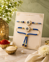 Evil Eye Bhaiya Bhabhi Couple Rakhi Set | Premium Designer Rakhi & Lumba Combo for Brother and Bhabhi | Handmade Nazar Protection Rakhi | Jugnu Store