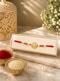 Premium Designer AD Rakhi for Brother | American Diamond Rakhi with Religious & Floral Motifs | Handmade Luxury Raksha Bandhan Rakhi Gift for Bhai | Jugnu Store