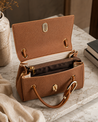 Elegant Textured Top Handle Handbag for Women with Sling Strap