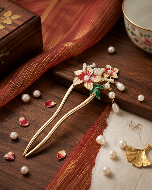 Floral Pearl Juda Hair Stick Pin