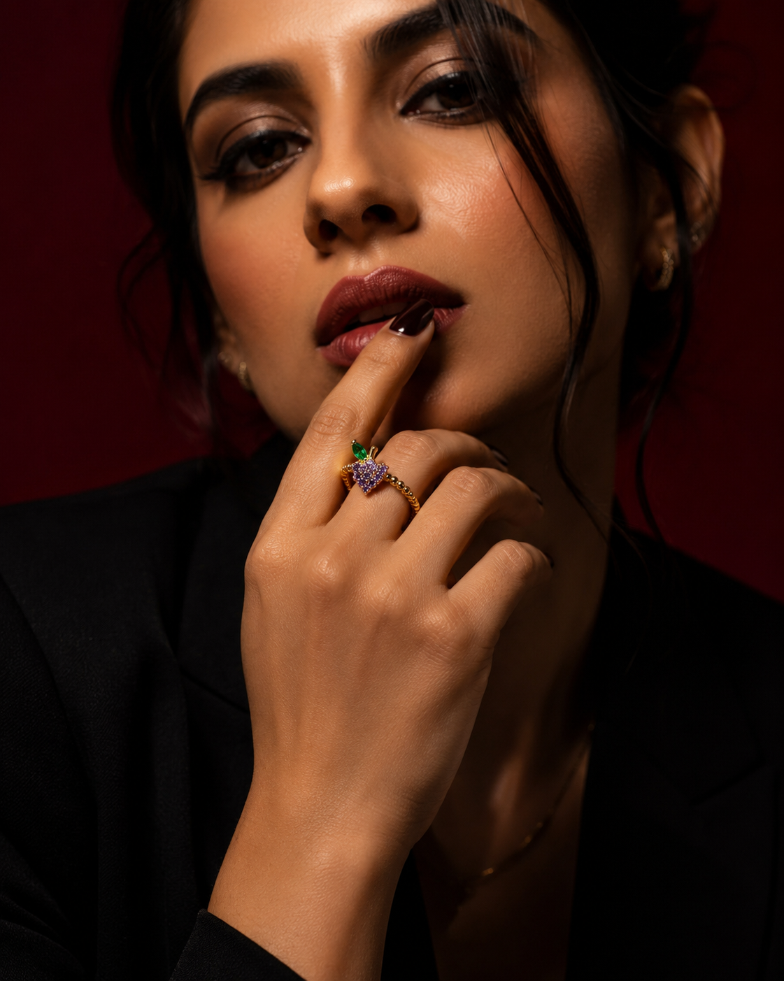 Anti Tarnish Grape Adjustable Ring | Gold Stainless Steel Ring