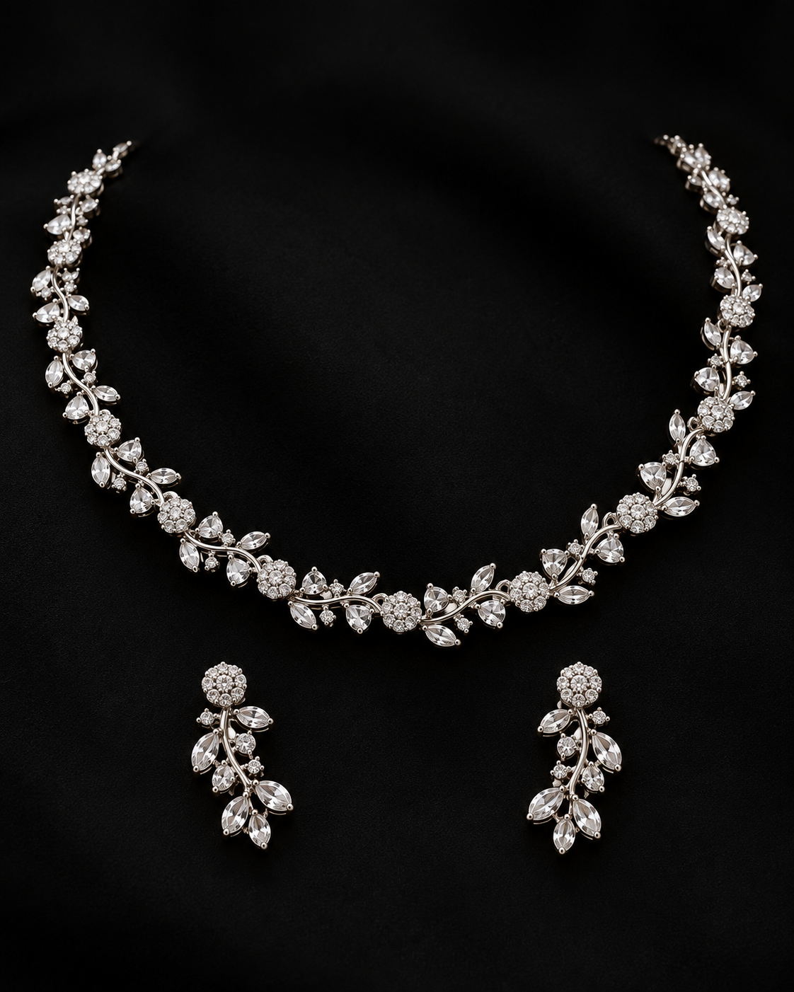 AD Necklace Set for Women, Premium Indian Heavy Look Necklace with Matching Earrings, Festive Wedding Jewellery for Karwa Chauth, Diwali, Wedding & Parties