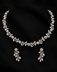 AD Necklace Set for Women, Premium Indian Heavy Look Necklace with Matching Earrings, Festive Wedding Jewellery for Karwa Chauth, Diwali, Wedding & Parties