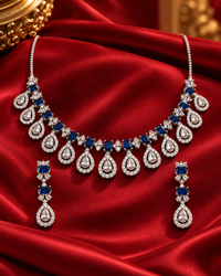 AD Necklace Set for Women with Earrings, Heavy Look Festive Jewellery, Elegant Party Wear Necklace Set for Karwa Chauth, Wedding, Diwali, Cocktail Party & Functions
