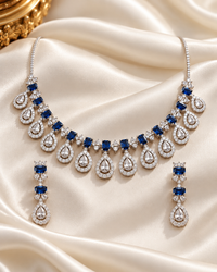 AD Necklace Set for Women with Earrings, Heavy Look Festive Jewellery, Elegant Party Wear Necklace Set for Karwa Chauth, Wedding, Diwali, Cocktail Party & Functions