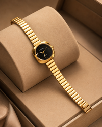 Anti Tarnish Women’s Watch with Ruby & Black Dial | Gold Plated