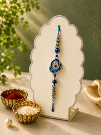 Premium Designer Rakhi for Brother | Handmade Enamel Statement Rakhi with Crystal & Metal Beads | Luxury Raksha Bandhan Gift | Jugnu Store