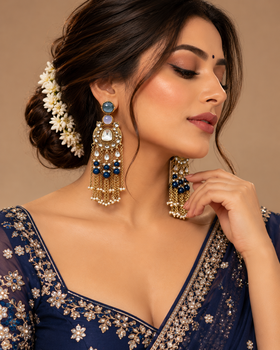 Festive Indian Earrings for Women, Lightweight Heavy-Look Statement Earrings, Unique Ethnic Jewellery, 2 Colour Variants for Karwa Chauth, Diwali, Weddings & Functions