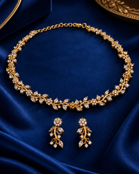AD Necklace Set for Women, Premium Indian Heavy Look Necklace with Matching Earrings, Festive Wedding Jewellery for Karwa Chauth, Diwali, Wedding & Parties