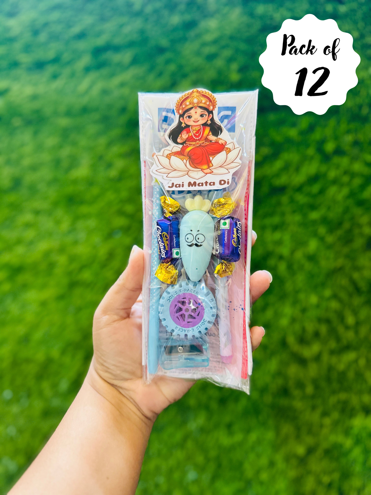 Navratri Kanjak Hamper for Girls, Festive Gift Pack with DOMS Stationery, Carrot-Shaped Highlighter and Candies, Kanya Pujan Return Gift, Pack of 12