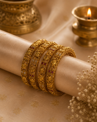 Jugnu South Indian Temple Kada Bangles – Set of 4