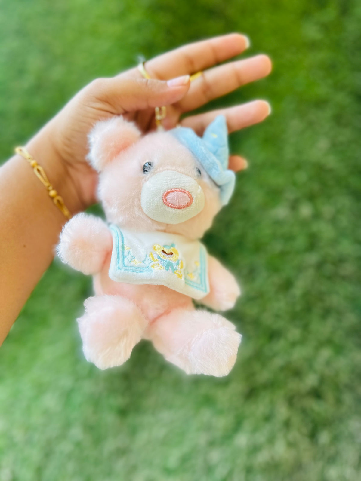 Cute Teddy Bear Plush Keychain | Soft Fluffy Bear Bag Charm with Bow & Loop | 2 Colours
