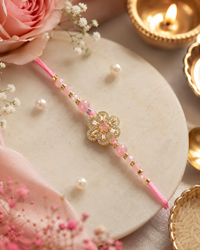 Premium Floral AD Rakhi | Designer American Diamond Rakhi | Rakhi with Roli & Chawal