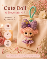 Cute Doll Keychain | Kawaii Mini Doll Bag Charm | Cartoon Figure Keyring