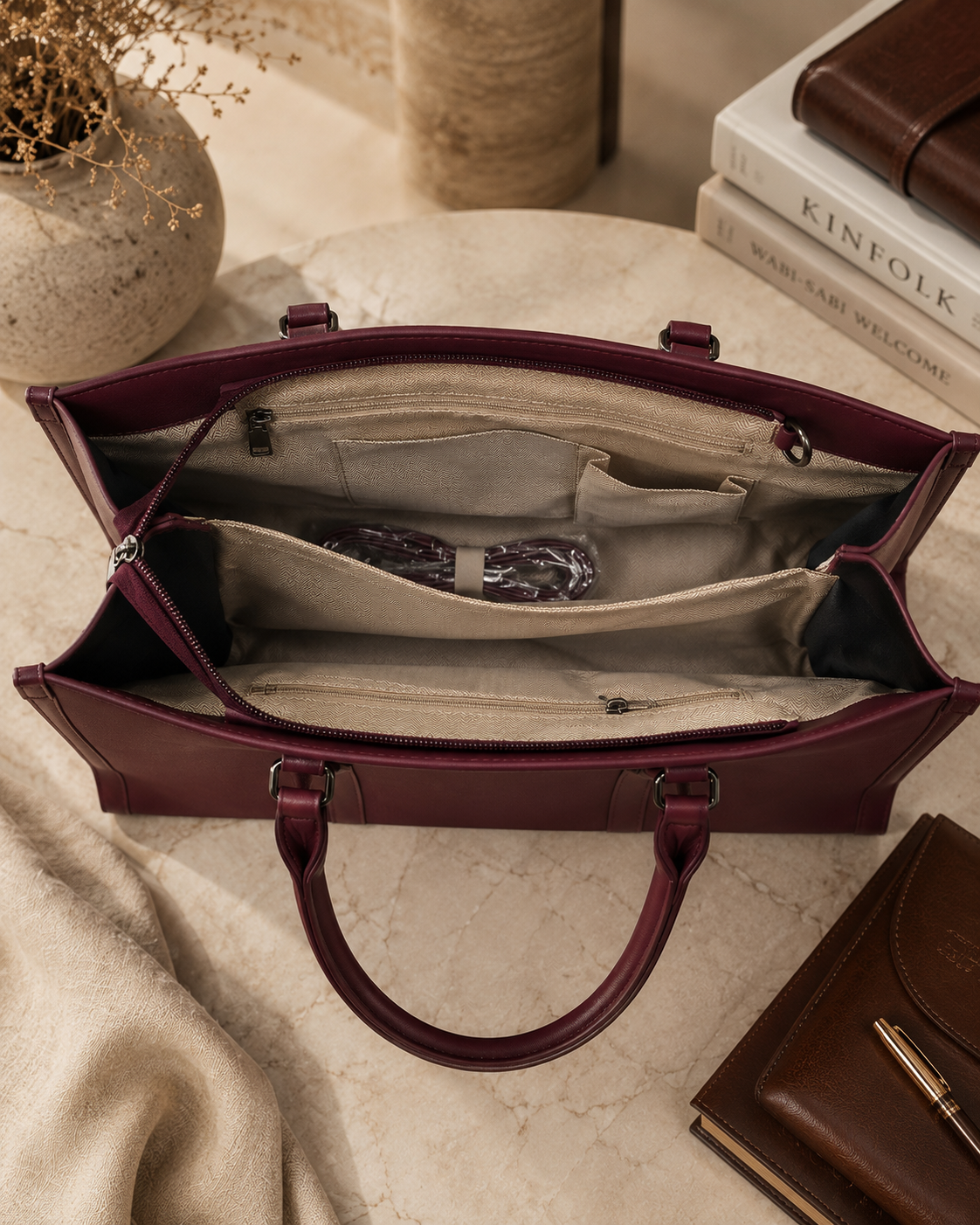 Premium Office Tote Bag for Women with Detachable Sling Strap