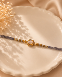 Premium AD Stone Rakhi | Designer Cushion-Cut American Diamond Rakhi for Brother | Luxury Raksha Bandhan Rakhi