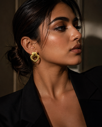 Anti Tarnish Double Heart Gold Stud Earrings | Waterproof Finish