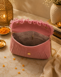 Pink Embroidered Party Clutch Bag | Floral Wedding Handbag