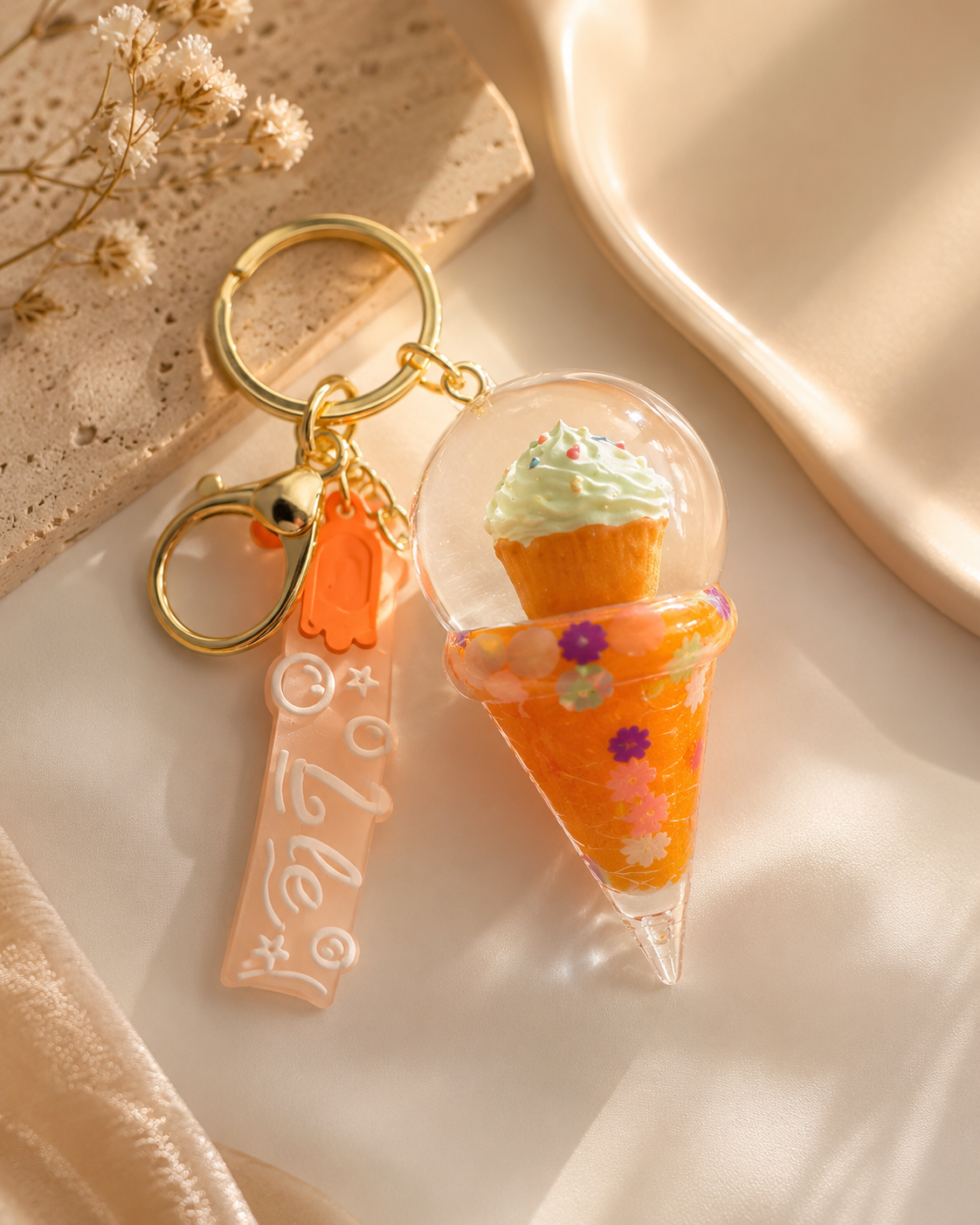 Bubble Ice Cream Cupcake Keychain | Cute Glitter Bag Charm