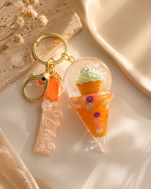 Bubble Ice Cream Cupcake Keychain | Cute Glitter Bag Charm