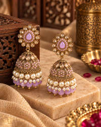 Jhumka Earrings for Women, Festive Indian Heavy-Look Lightweight Trending Jhumkas, Unique Traditional Earrings for Karwa Chauth, Diwali, Weddings & Functions