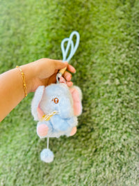 Cute Elephant Plush Keychain | Soft Blue Elephant Bag Charm with Hanging Loop for Kids, Girls & Gifting