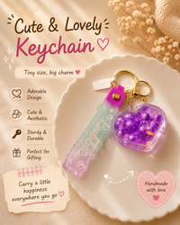 Cute & Lovely Heart Bead Keychain | Aesthetic Handmade Bag Charm | Purple Heart Pendant Keyring