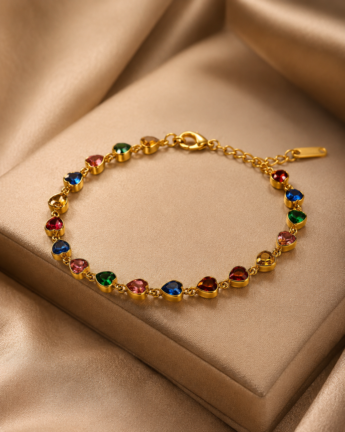 Anti Tarnish Heart Bracelet for Women | Crystal & Multi Color