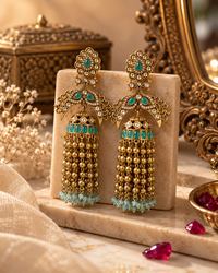 Premium Festive Indian Earrings for Women, Heavy-Look Lightweight Statement Earrings with Beads & Pearl Detailing for Karwa Chauth, Diwali, Weddings & Functions