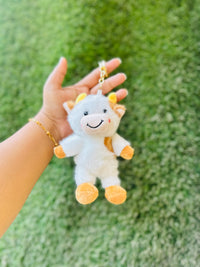 Cute Cow Plush Keychain | Soft Fluffy Cow Bag Charm & Keyring | Adorable Mini Cow Keychain
